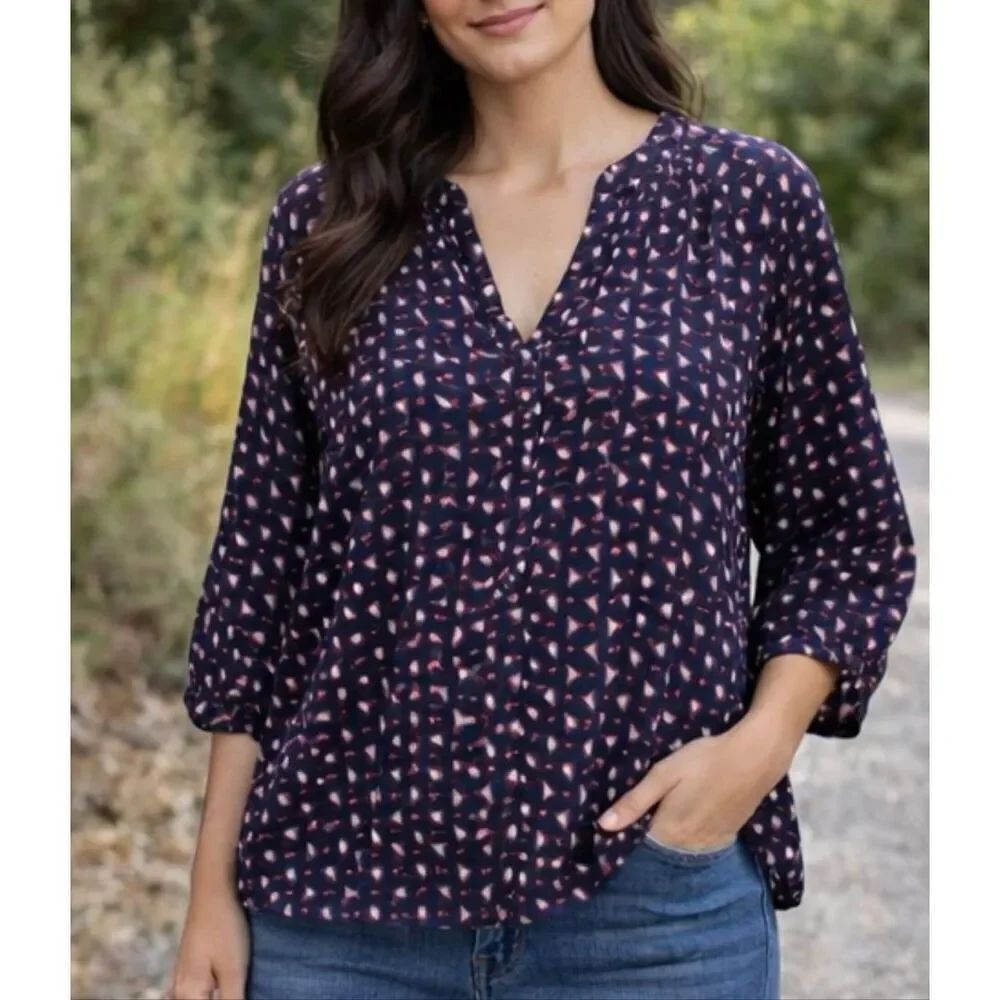 Joie silk dolman sleeve triangle print blouse size small